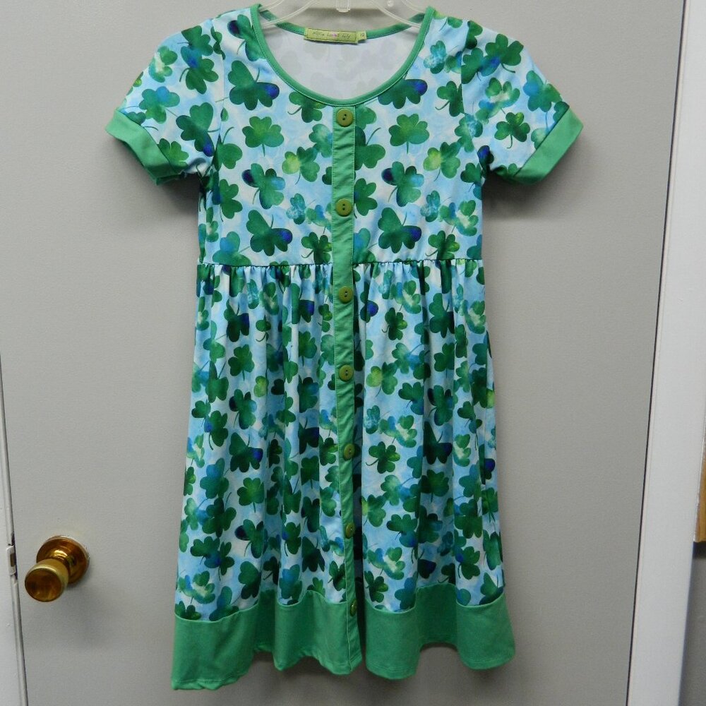 Girls size 12 Knit Milk Silk St Patricks Day Dress Shamrocks